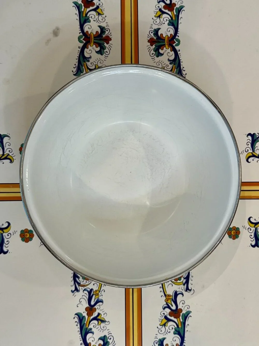 vintage yellow enamelware bowl